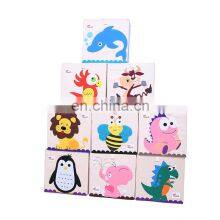 Wholesale Custom Grey Home Multipurpose Storage Fabric Collapsible Dinosaur Foldable Cosmetic Wooden Storage Box