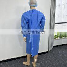 Disposable Blue Isolation Gown CE SMS SMMS Gown With Wide Belt thumbnail-2