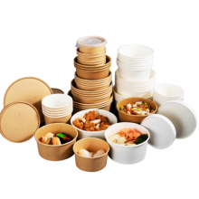 2024 Best Sale Paper Salad Soup Bowls With Lids 8Oz 16Oz 32Oz Kraft Paper Bowls thumbnail-1