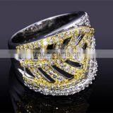 New Design Leaf Shape 2-Tone Inlay Jewelry Luxury Cocktail Party Ring Bijoux thumbnail-4