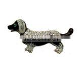 Wholesale 5.5*3cm Black Enamel & Crystal Dog Shape Brooch thumbnail-1