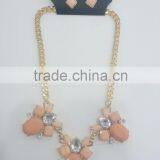 FASHION PINK TONE STATEMENT NECKLACE EARRING SET thumbnail-1