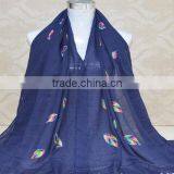 New Style Korea Lady Fashion Cotton 3D Colorful Leaf Embroidery Viscose Shawl thumbnail-2