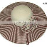 Flower Striped Straw Lady Elegant Big Beach Hat thumbnail-4
