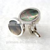 PRIMERO 2015 Fashion Jewelry Abalone Shell Cufflinks 925 Sterling Silver Cufflink Ball Cufflins Crystal Cufflink French Cufflink thumbnail-2