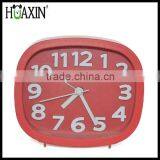 wholesale cheap promotional plastic clock with logo imprinted,colourful desktop alarm clock