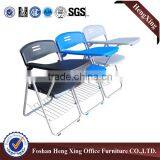 Folding metal leg training plastic chair with writing board and basket (HX-TRC041)