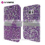 IVYMAX High Quality Luxury Rock Crystal Rhinestone PU Leather Diamond Wallet Case Flip Cover For Samsung Galaxy S7/G930 thumbnail-4