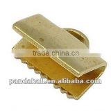 Brass Ribbon Ends, Cord Ends, Golden, 10x8x5mm, hole: 3x1mm(KK-H200-G)