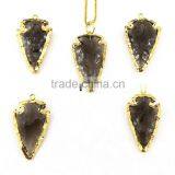 Smoky Obsidian 2" - 2.50" Gold Electroplated Arrowhead thumbnail-1