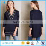 Ladies Blouse Long Sleeve Latest Design Embroidered Blouse in Fashion thumbnail-1