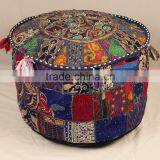 Pouffe Pouf Covers Vintage Patchwork Embroidered Pouffe Otttoman Boho Decor Home Decor thumbnail-6