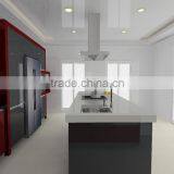 Red Lacquer High Gloss Cupboard MDF Wooden Kitchen Cabinet thumbnail-3