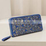 Long Style Western Coin Purse Card Holders Fashion Women Hollow Out Leather Wallet thumbnail-5