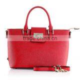 Red Lock Closure Ladies Bag Hard Leather Women Tote Made in China thumbnail-1