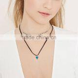 Harajuku Style Black Braided Rope Atrovirens Beads Pendant Retro Alloy Tiny Flower Chain Multilayer Joker Necklaces For Women thumbnail-1