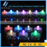 12Pcs Colorful Plum Blossom Shape Mini Submersible Waterproof Tea Lights Decorative Candle