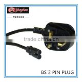 H05VV-F3*0.75 electrical wire British three pins plug with AC power cord UK Power Cable/UK Type Plug BS approval non-rewireable