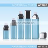 WY0232 top level square shape SAN airless bottle, aluminum shoulder cosmetic bottle