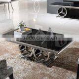 Tempered Glass Top Coffee Table for Stainless Steel Living Room Furniture thumbnail-1