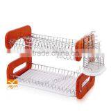 Two-tier Kitchen Cabinet Dish Drying Rack Make With Plastic & Wire thumbnail-1