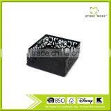 Black Metal Punched Desktop Stationery Sundry Storage Basket thumbnail-1