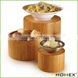 Bamboo Food Canister Round Bamboo Riser Homex-BSCI Factory