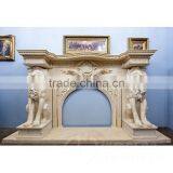 Home living room decoration marble fireplace mantel with lion