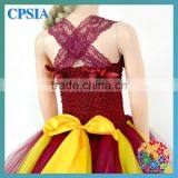 Fancy Formal Scarlet Color Tulle Dresses For Baby Girls Wedding Dress Birthday Tutu Dress For Baby Girl With Crochet Top thumbnail-6