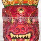 Hand Crafted Wooden Mask of Demon Wall Hanging Made In Nepal thumbnail-1