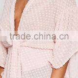 Long Sleeve V Neck Sexy Woman Tops Waist Tie Free Feel Summer Tops thumbnail-6