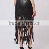Brand Design OEM Services Leather Midi Skirts Tassels Maxi Skirts High Waist Bodycon Sexy Skirts thumbnail-5