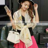 Wholesale Price 2017 Spring and Autumn Women Scarf Black and White Colors Lily Flowers Imitated Silk Material Lady Cappa thumbnail-2