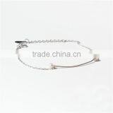 Acrylic Bracelets Silver Tone White Arc Imitation Pearl thumbnail-1