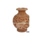 Hand Carved Wooden Decorative Vase India Fair Trade Art thumbnail-1