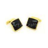 Stainless Steel Inlay Black Agate Mens Gold Cufflinks For Gentleman thumbnail-1