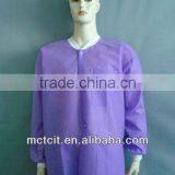 Disposable Purple PP Medical Supply Work Clothes With Knitted Collar and Cuff