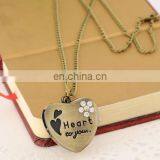 2017 New Fashion Retro Style Diamond Heart Alloy Heart Pocket Necklace Watch Christmas Gift for Girlfriend thumbnail-6