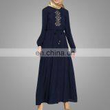 China OEM Supplier Muslim Casual Clothing Cheap Beautiful Embroidery Islamic Women Abaya Customized Turkey Dress thumbnail-6