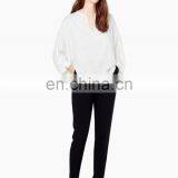 China Supplier Latest Style American Stylish Long Sleeve High Quality Embroidery Chiffon Lady Blouse thumbnail-4