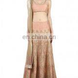 Blush Lengha With Golden Motifs thumbnail-1