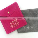 organic custom material packing suede jewelry snap button pouch