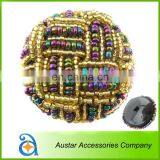 Colorful Handmade Fabric Covered Button With Beaded for Garment Decoration