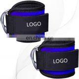 Weightlifting Gym Workout Fitness Double D Ring Neoprene Padded Ankle Cuff Fitness Ankle Straps for Cable Machines thumbnail-1