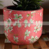 Home Decoration Item Flower Pattern Indoor Outdoor Large Pink Ceramic Plant Pots for Livingroom Balcony thumbnail-3
