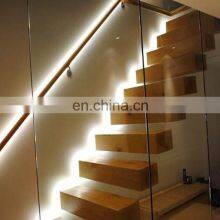 LED Home Used Straight Floating Staircase With Safety Solid Wood Stairs Steps thumbnail-2