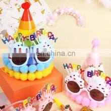 Color Block Birthday Hat Crown Funny Glasses Happy Birthday Party Supplies Kids Adult Paper Hat Glasses thumbnail-2