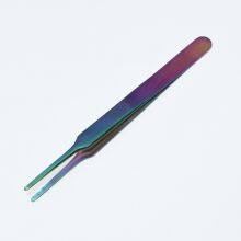 Colorful Flat Mouth Tweezers Anti-static Stainless Steel High-precision Clip Stamp Plucking Hair Phone Maintenance Thickened Flat Head Tweezers 13 Tweezers thumbnail-2