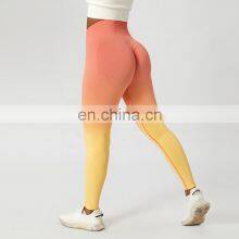 Seamless Contrasting Colors Scrunch Butt Sports Leggings Custom High Waist Yoga Pants thumbnail-4