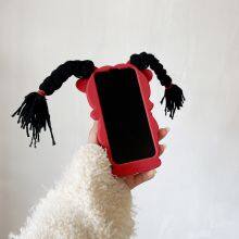 Funny Cartoon Northeast Big Braid Woman Silicone Phone Case 12/13pro14promax 15 Phone Case Back Cover thumbnail-4